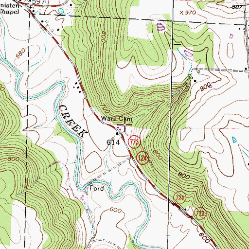 Topographic Map of Ware Cemetery, OH