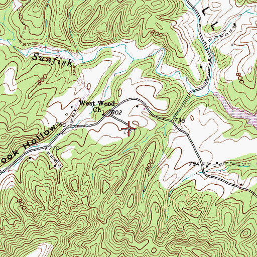 Topographic Map of Westwood Cemetery, OH