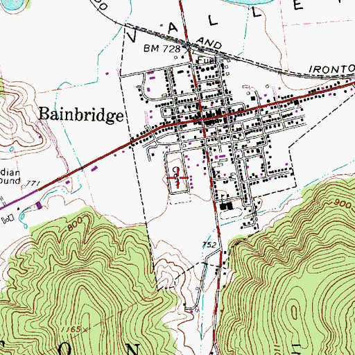Topographic Map of Bainbridge Cemetery, OH