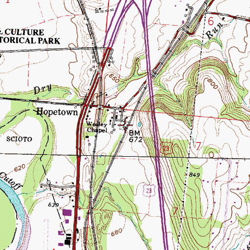Topographic Map of Hopetown Cemetery, OH