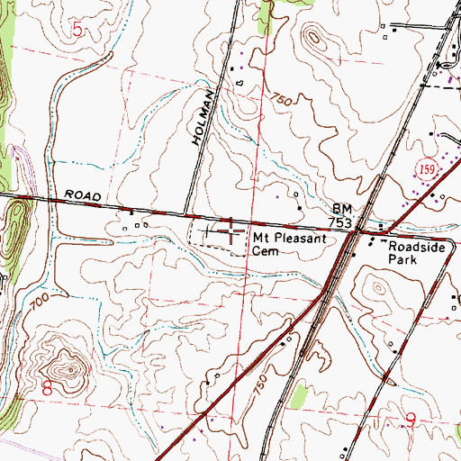 Topographic Map of Mount Pleasant Presbyterian Cemetery, OH