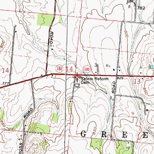 Topographic Map of Salem Reformed Church, OH