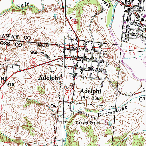 Topographic Map of Adelphi Cemetery, OH
