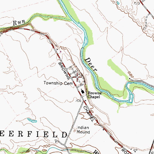 Topographic Map of Browns Chapel Cemetery, OH