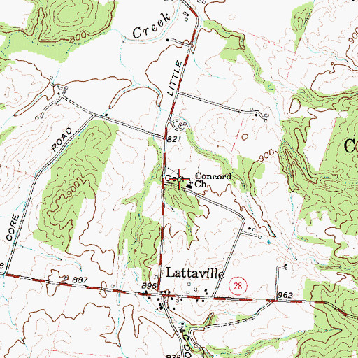 Topographic Map of Concord Presbyterian Cemetery, OH