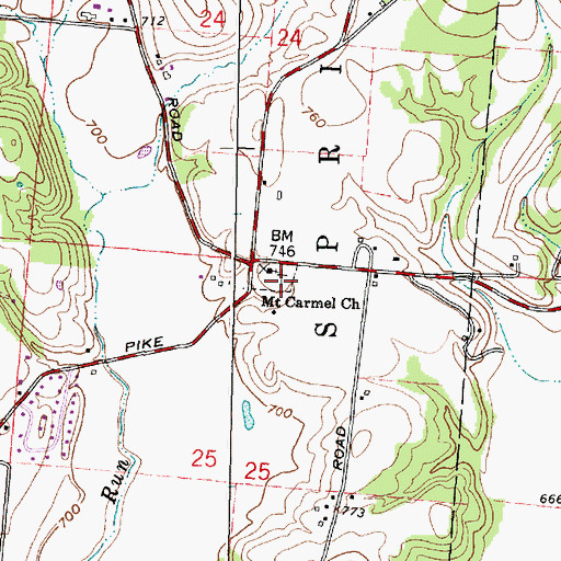 Topographic Map of Mount Carmel Cemetery, OH
