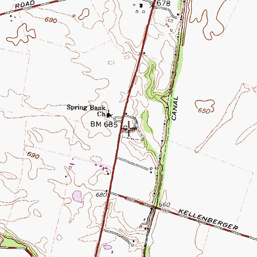 Topographic Map of Springbank Cemetery, OH