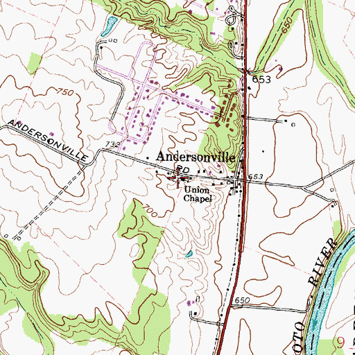 Topographic Map of Union Chapel Cemetery, OH