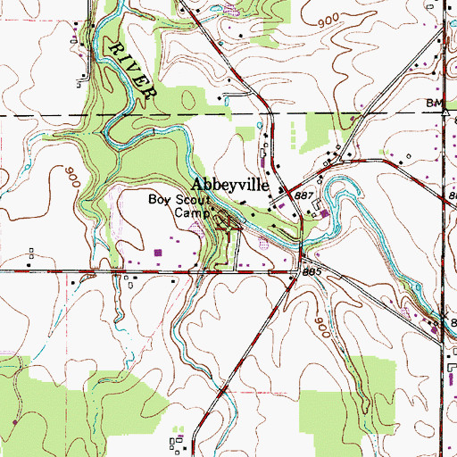 Topographic Map of Abbeyville Cemetery, OH