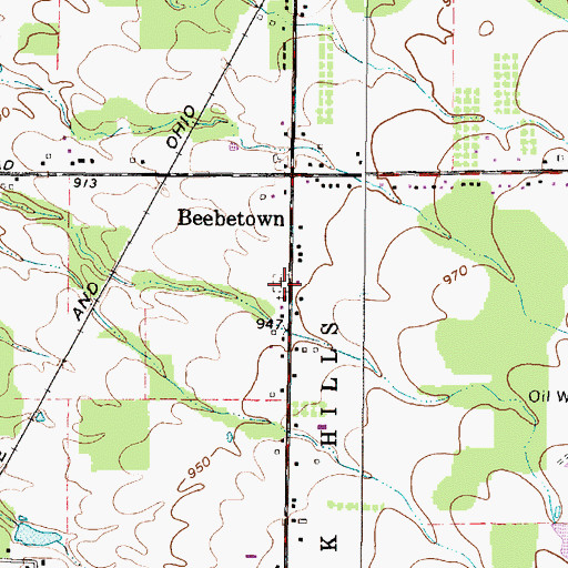 Topographic Map of Beebetown Cemetery, OH