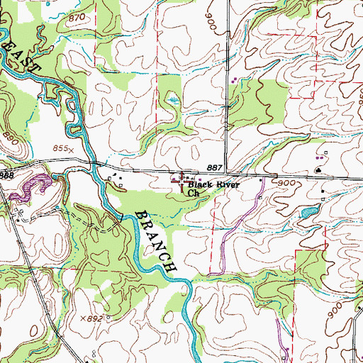 Topographic Map of Black River Cemetery, OH