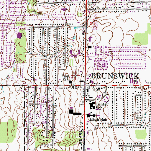 Topographic Map of Brunswick Center Cemetery, OH