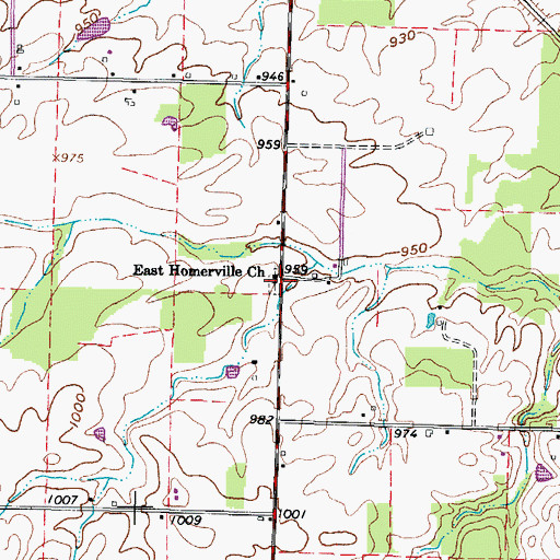 Topographic Map of East Homerville Reformed Cemetery, OH
