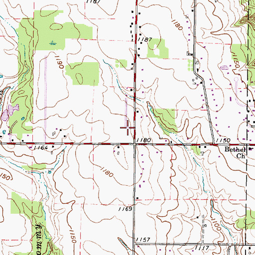 Topographic Map of Hillcrest Memorial Gardens, OH