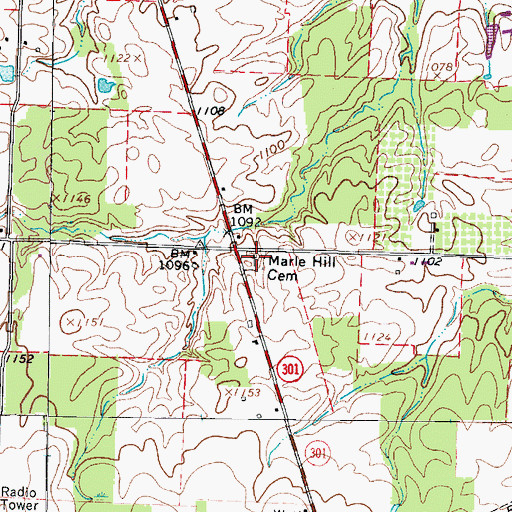 Topographic Map of Maple Hill Cemetery, OH