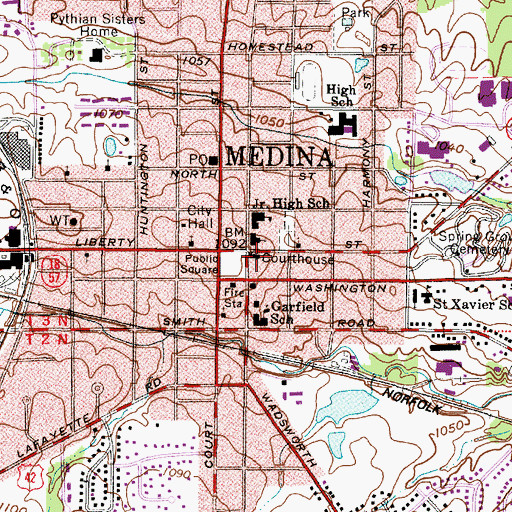 Topographic Map of Medina County Law Library, OH