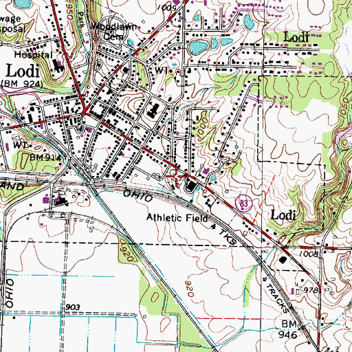 Topographic Map of Old Lodi Cemetery, OH