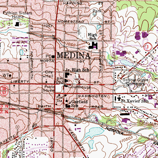 Topographic Map of Old Medina Cemetery, OH