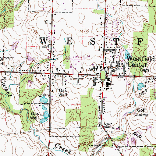 Topographic Map of Old Westfield Center Cemetery, OH