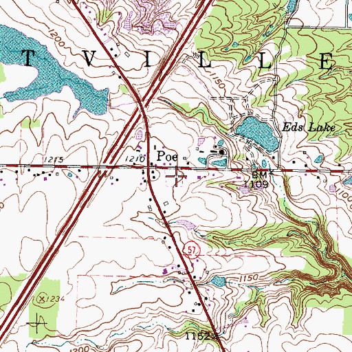 Topographic Map of Poe Cemetery, OH