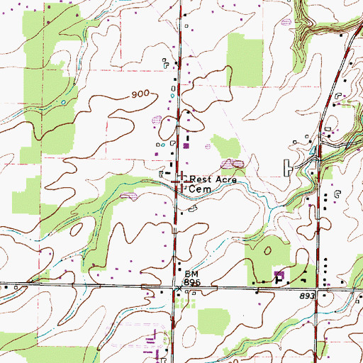 Topographic Map of Rest Acre Cemetery, OH