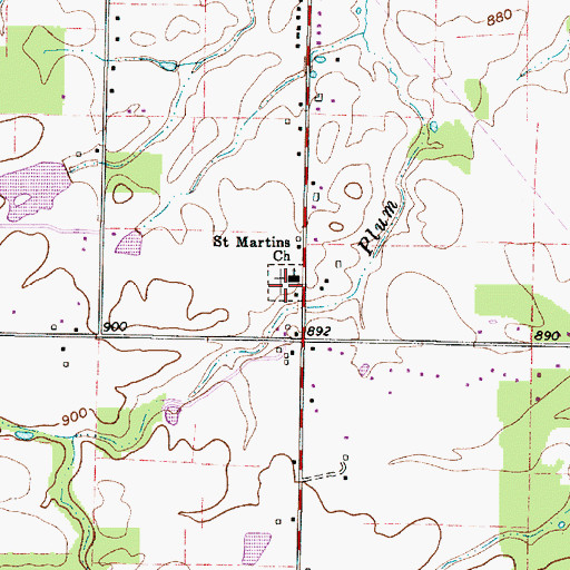 Topographic Map of Saint Martin of Tours Cemetery, OH