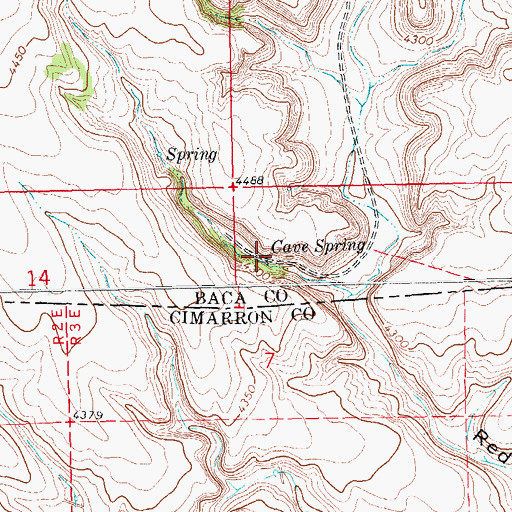 Topographic Map of Cave Spring, CO