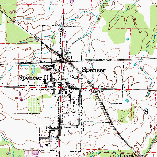 Topographic Map of Spencer Cemetery, OH