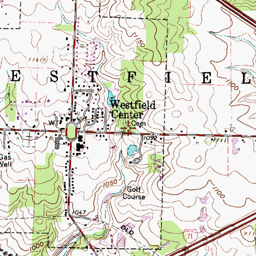 Topographic Map of Westfield Center Cemetery, OH