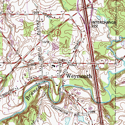 Topographic Map of Weymouth Cemetery, OH