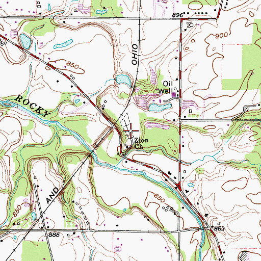 Topographic Map of Zion Lutheran Cemetery, OH