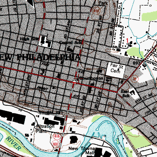 Topographic Map of Tuscarawas County Law Library, OH