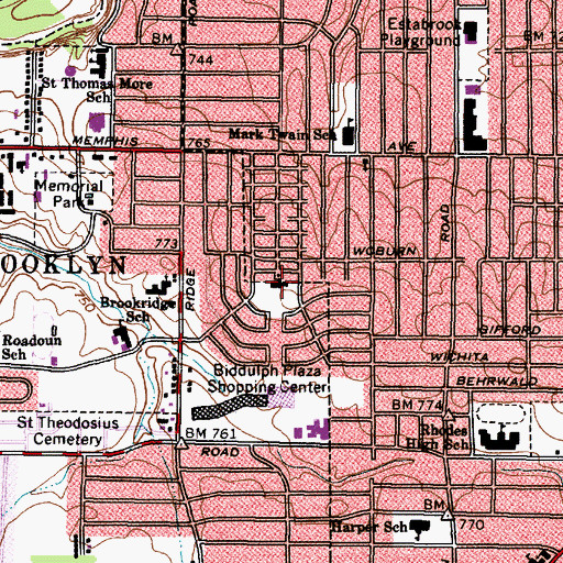 Topographic Map of Brooklyn Acres, OH