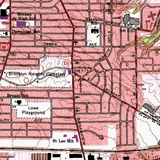Topographic Map of Brooklyn Heights Congregational Church, OH