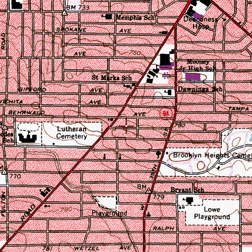Topographic Map of Brooklyn Missionary Church, OH