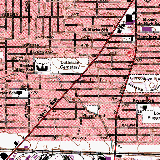 Topographic Map of Cleveland Fire Department Station 42, OH