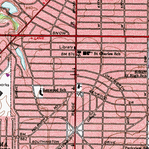 Topographic Map of First Baptist Church, OH