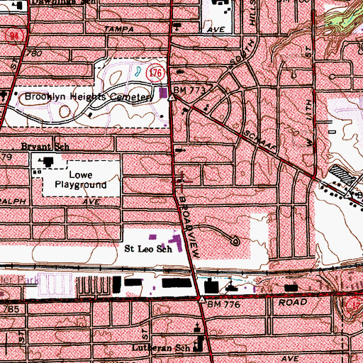 Topographic Map of New Thought Temple (historical), OH