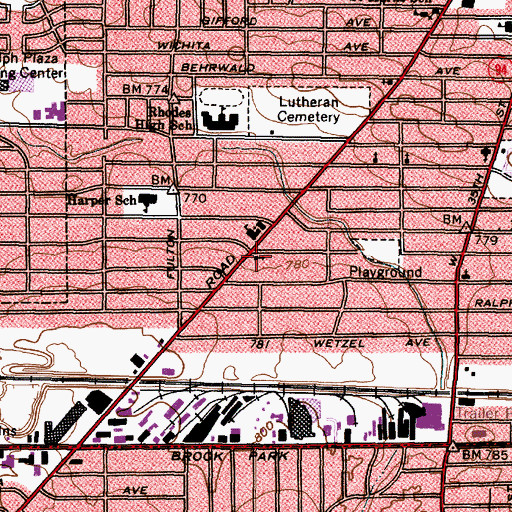 Topographic Map of Pearl Road Church of God, OH