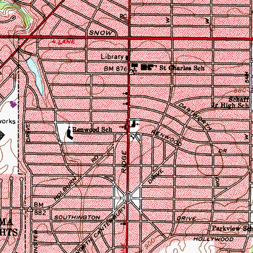 Topographic Map of Ridge Road Evangelical Community Church, OH