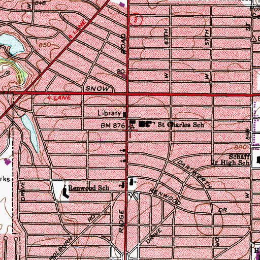 Topographic Map of Saint Charles Parish Hall, OH