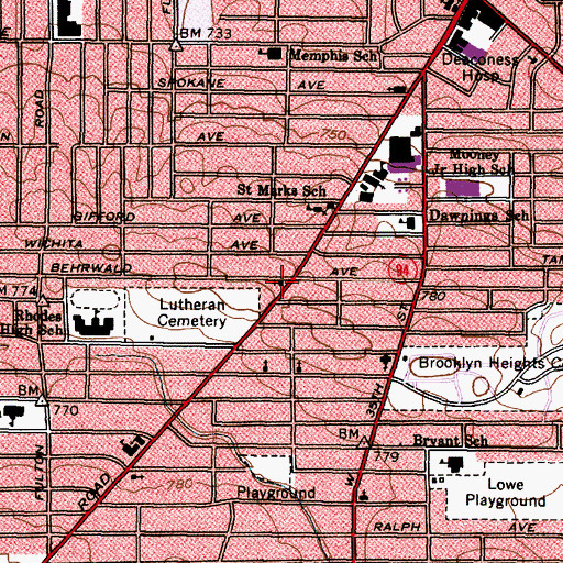 Topographic Map of Unity Lutheran Church, OH