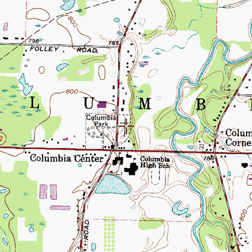 Topographic Map of Columbia Township Cemetery, OH