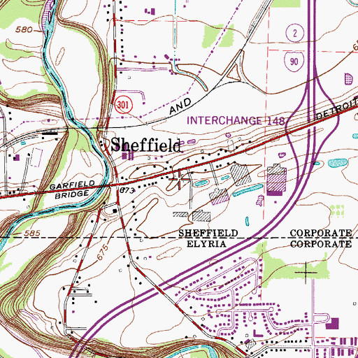 Topographic Map of Garfield Cemetery, OH