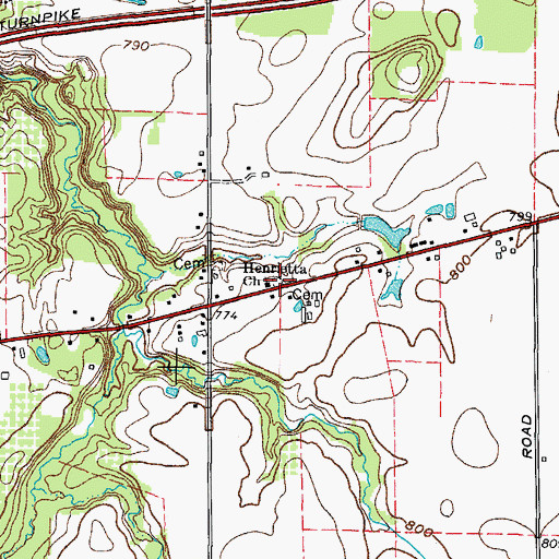 Topographic Map of Henrietta Methodist Cemetery, OH