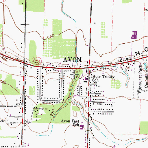 Topographic Map of Holy Trinity Catholic Cemetery, OH