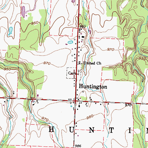 Topographic Map of Huntington Center Cemetery, OH