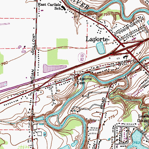 Topographic Map of La Porte Cemetery, OH