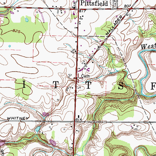 Topographic Map of South Pittsfield Cemetery, OH