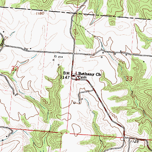 Topographic Map of Bethany Cemetery, OH